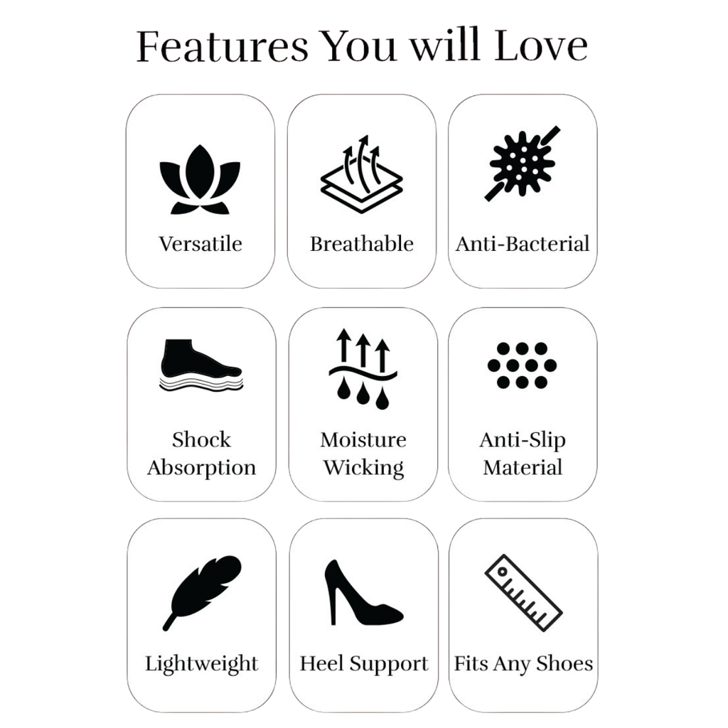 HOPE ROZA Insoles 2-Pair Full Length Cushion Insoles-Black