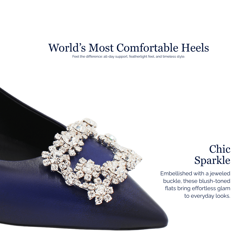 HOPE ROZA Kitten Heels Marylyn Hand-Painted Blue Crystal Kitten Heel Pump