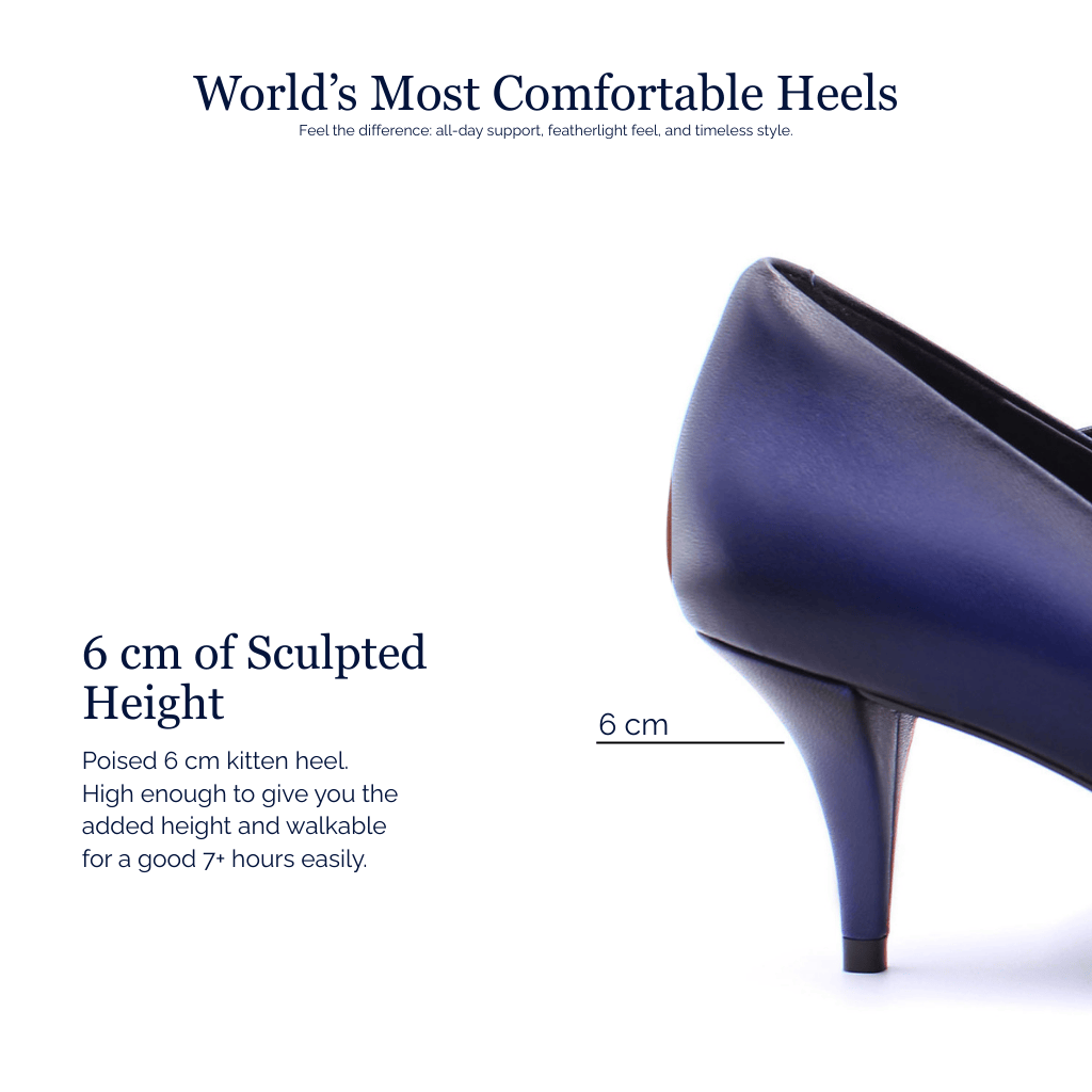 HOPE ROZA Kitten Heels Marylyn Hand-Painted Blue Crystal Kitten Heel Pump