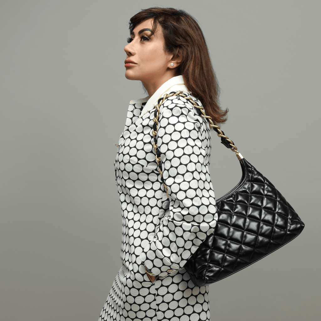 HOPE ROZA Shoulder Bags ARDOUR Quilted Leather Shoulder Bag (Black)