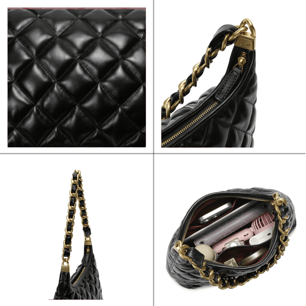 HOPE ROZA Shoulder Bags ARDOUR Quilted Leather Shoulder Bag (Black)