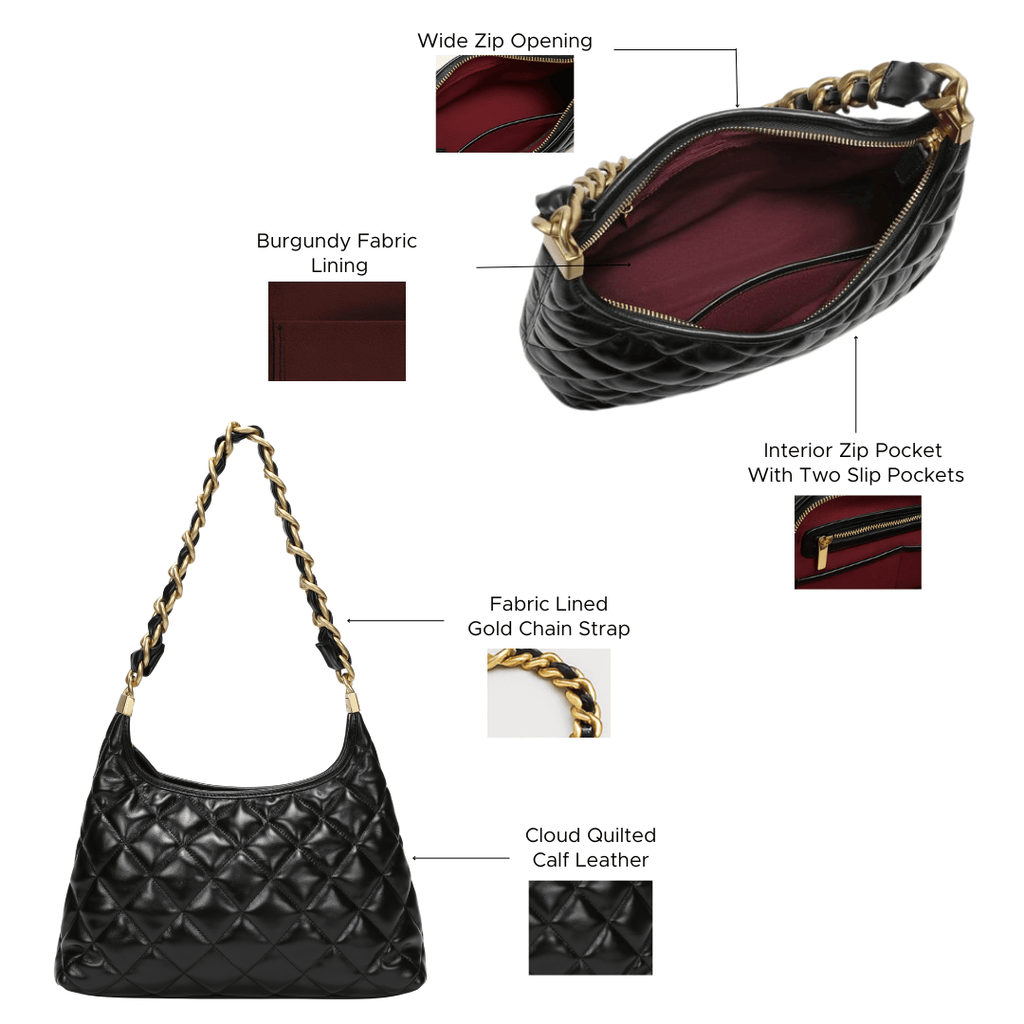 HOPE ROZA Shoulder Bags ARDOUR Quilted Leather Shoulder Bag (Black)