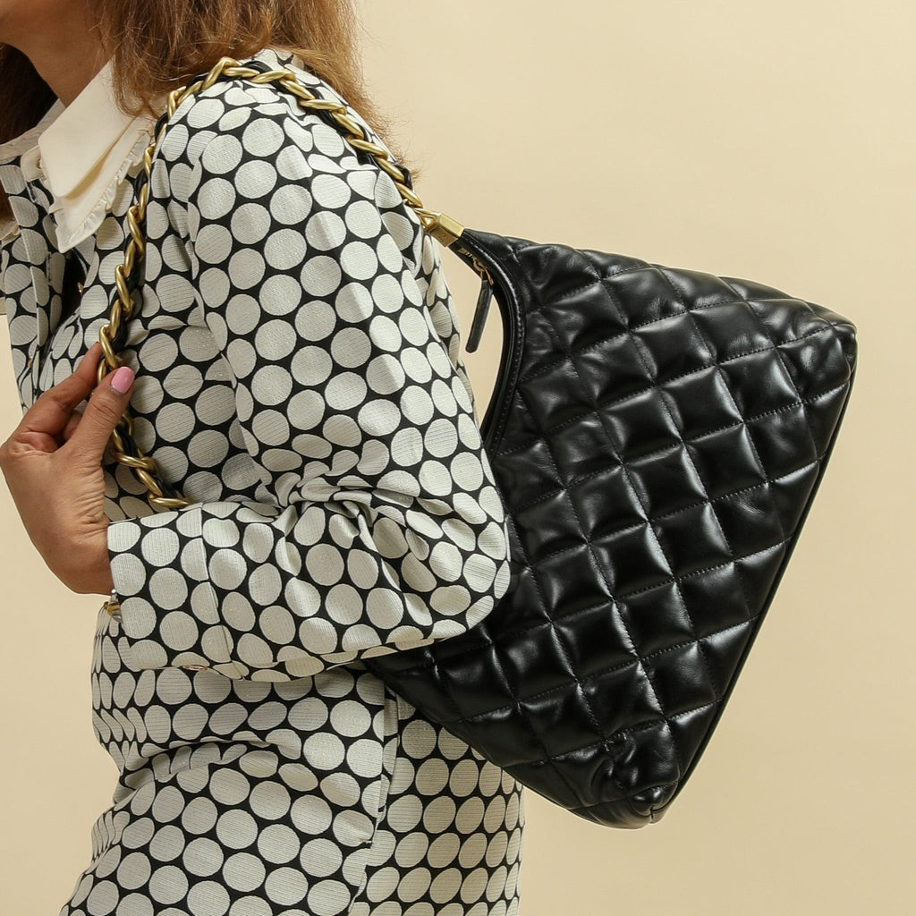 HOPE ROZA Shoulder Bags ARDOUR Quilted Leather Shoulder Bag (Black)