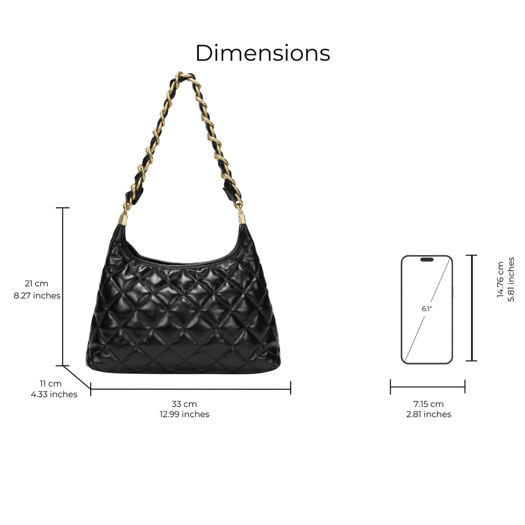 HOPE ROZA Shoulder Bags ARDOUR Quilted Leather Shoulder Bag (Black)