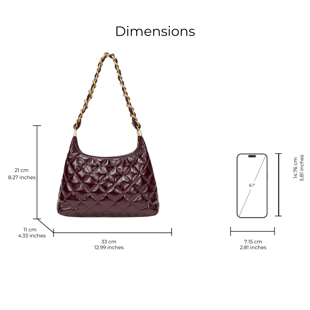 HOPE ROZA Shoulder Bags ARDOUR Quilted Leather Shoulder Bag (Burgundy)