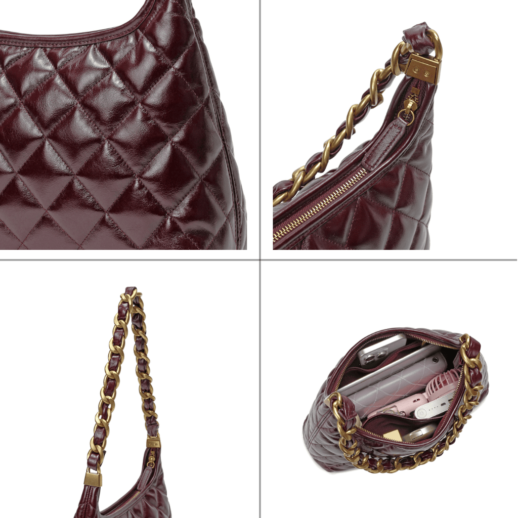 HOPE ROZA Shoulder Bags ARDOUR Quilted Leather Shoulder Bag (Burgundy)