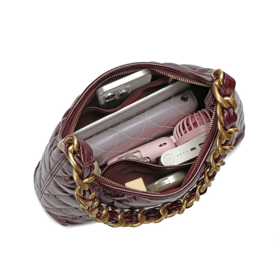 HOPE ROZA ARDOUR Quilted Leather Shoulder Bag (Burgundy)