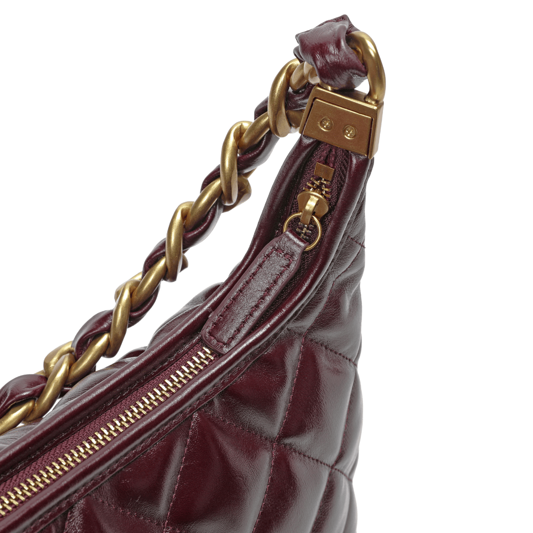 HOPE ROZA ARDOUR Quilted Leather Shoulder Bag (Burgundy)