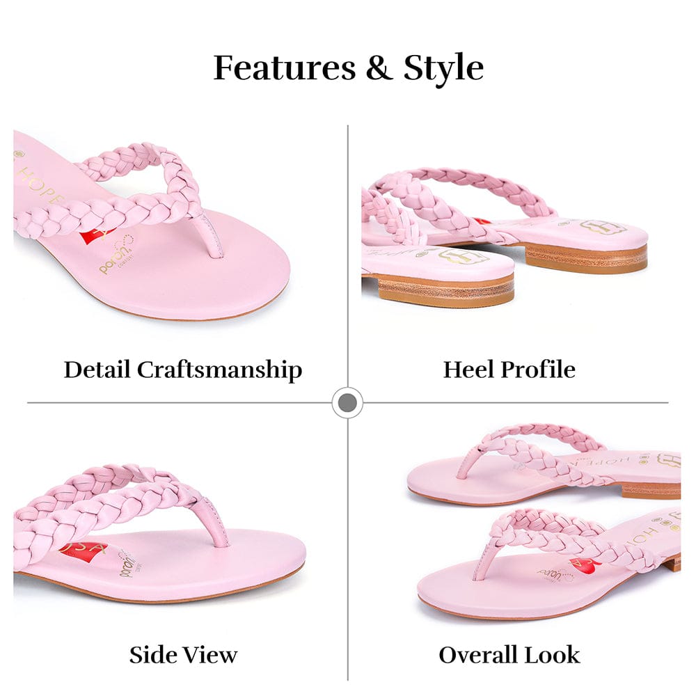 HOPE ROZA Slippers Luna Pink Braided Leather Sandal