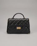 SOLACE MINI Quilted Leather Top Handle/Crossbody Bag (Black)