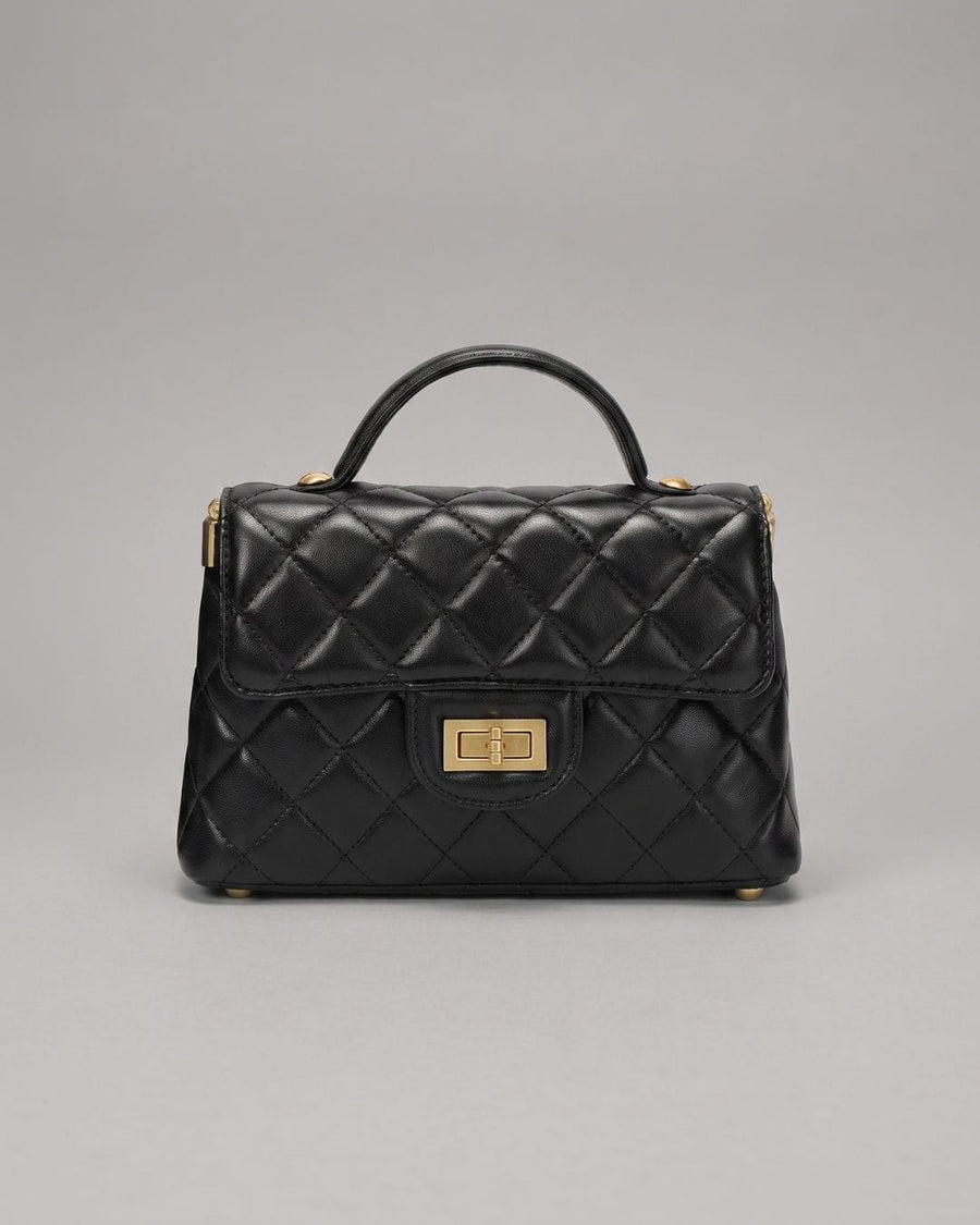 SOLACE MINI Quilted Leather Top Handle/Crossbody Bag (Black)