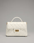 SOLACE MINI Quilted Leather Top Handle/Crossbody Bag (White)
