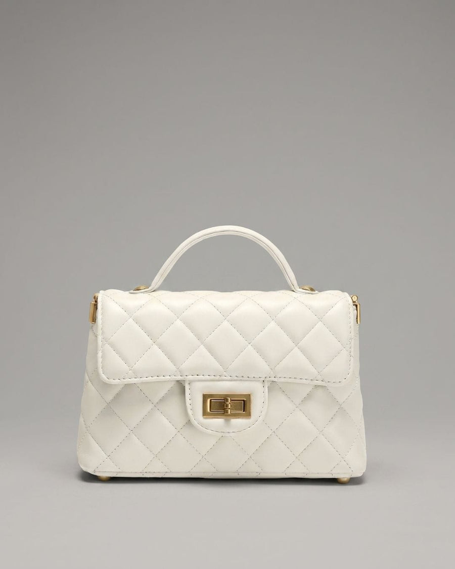 SOLACE MINI Quilted Leather Top Handle/Crossbody Bag (White)