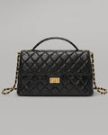 Solace Quilted Calf Leather 2-Way Handbag & Crossbody (Black)