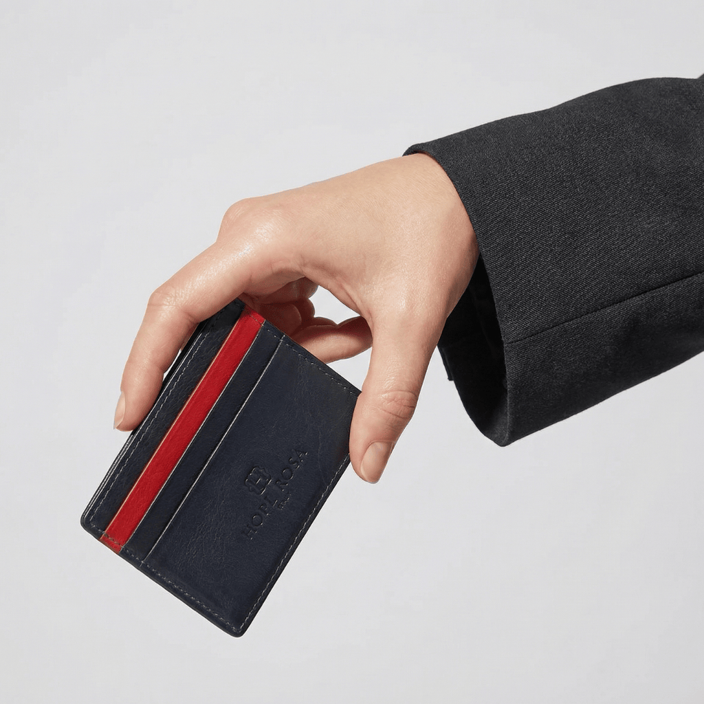 HOPE ROZA Wallet Rafa Leather Multi-Slot Card Holder/Wallet (Navy Blue)