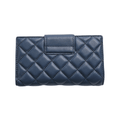 Vana Women's Navy Blue Quilted Leather Wallet | Luxury Bifold Clutch