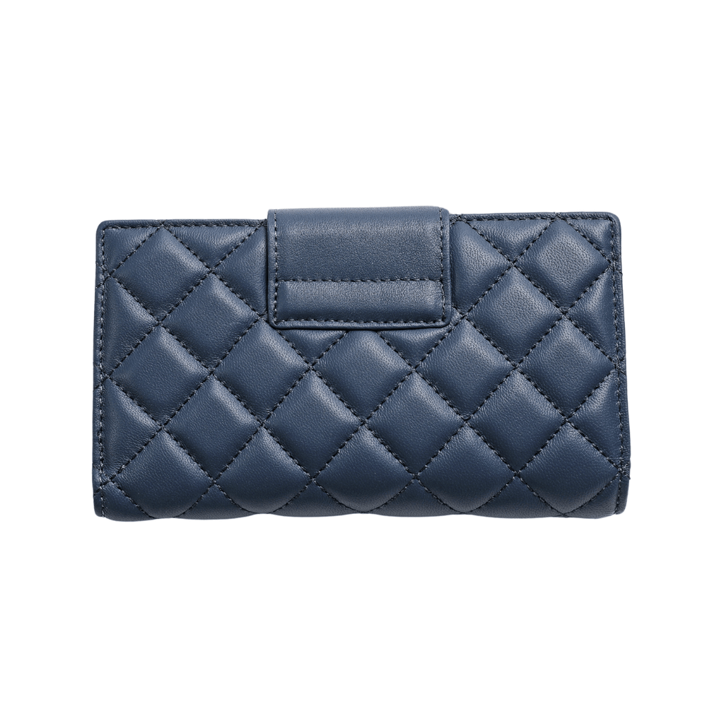 HOPE ROZA Wallet Vana Women's Navy Blue Quilted Leather Wallet | Luxury Bifold Clutch