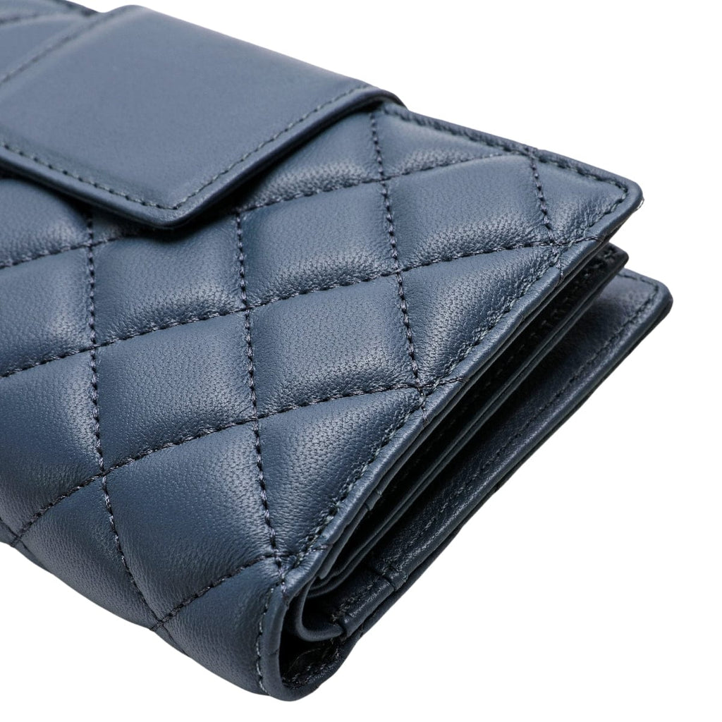 HOPE ROZA Wallet Vana Women's Navy Blue Quilted Leather Wallet | Luxury Bifold Clutch