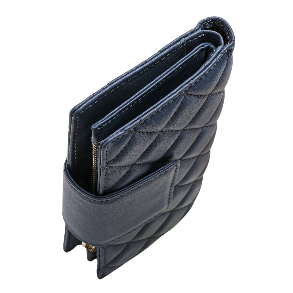 HOPE ROZA Wallet Vana Women's Navy Blue Quilted Leather Wallet | Luxury Bifold Clutch