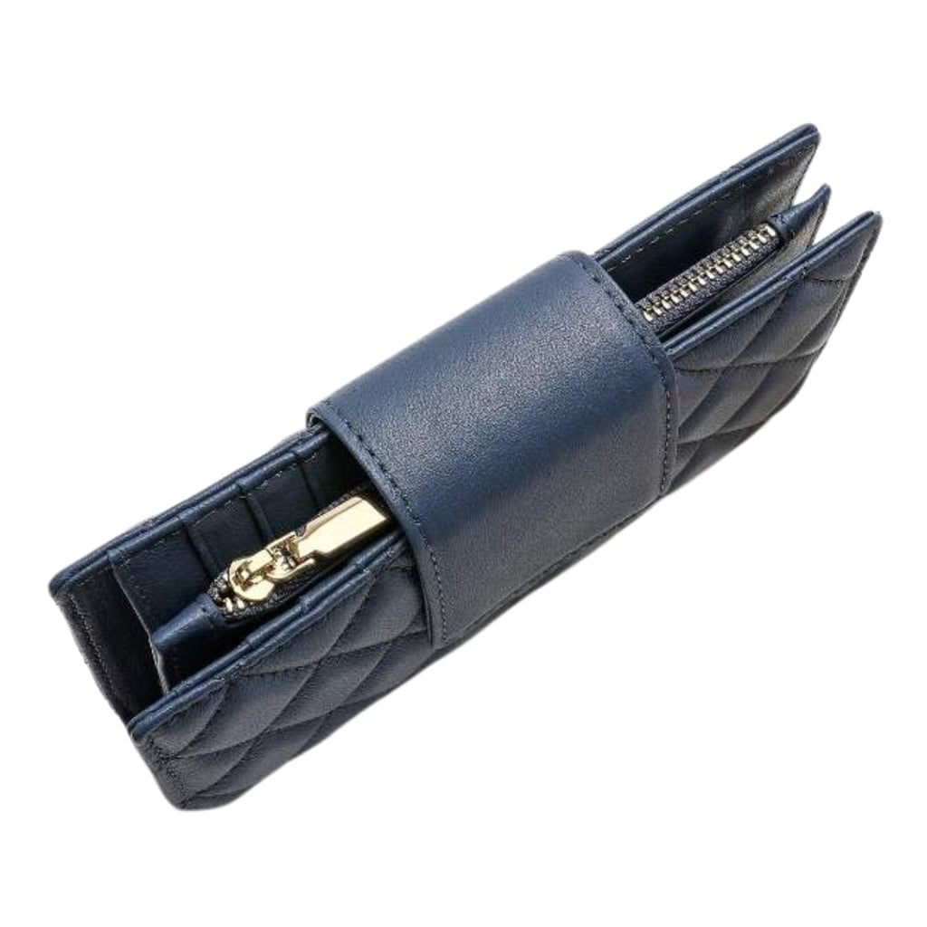 HOPE ROZA Wallet Vana Women's Navy Blue Quilted Leather Wallet | Luxury Bifold Clutch