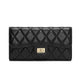Vespera Women’s Luxury French Quilted Leather Wallet | Leather Clutch for Women (Black)