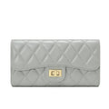 Vespera Women’s Luxury French Quilted Leather Wallet | Leather Clutch for Women (Dove Grey)
