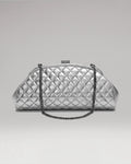 Lovers Clutch Silver Quilted Leather Clutch