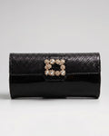 Marylyn Black Leather Clutch