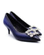 Marylyn Hand-Painted Blue Crystal Kitten Heel Pump