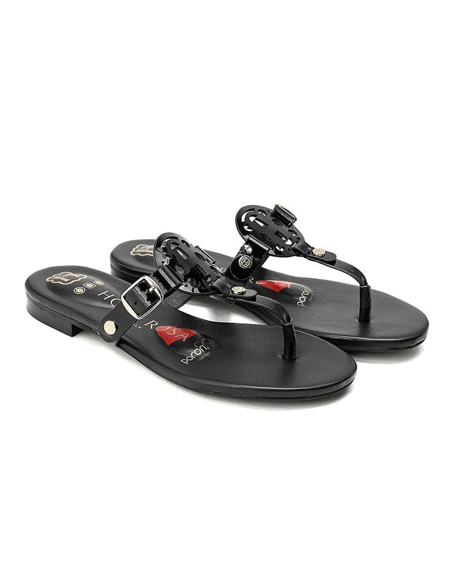 Moonraker Black Leather Sandal