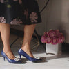 Marylyn Hand-Painted Blue Crystal Kitten Heels for womens