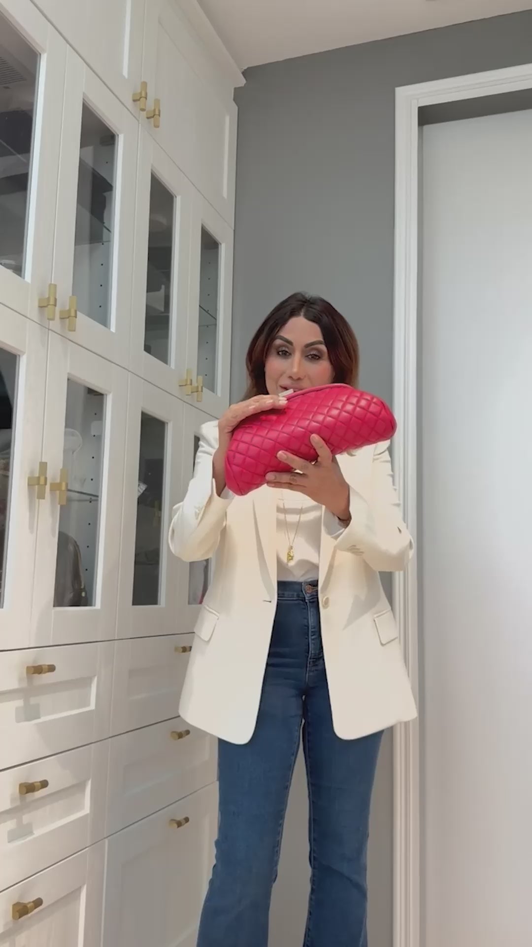 Lovers Clutch Italian Red Quilted Leather Clutch