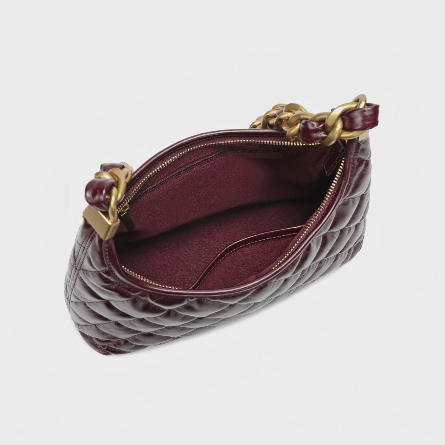 ARDOUR Quilted Leather Shoulder Bag (Burgundy)