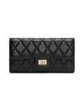 Vespera Women’s Luxury French Quilted Leather Wallet | Leather Clutch for Women (Black)