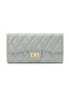 Vespera Women’s Luxury French Quilted Leather Wallet | Leather Clutch for Women (Dove Grey)