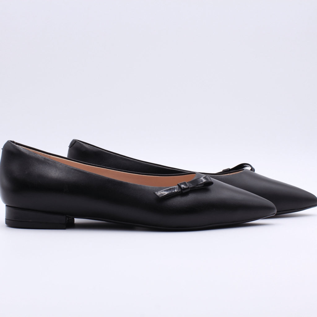 Audrey Black Patent Bow Leather Flats Flats- HOPE ROSA 34