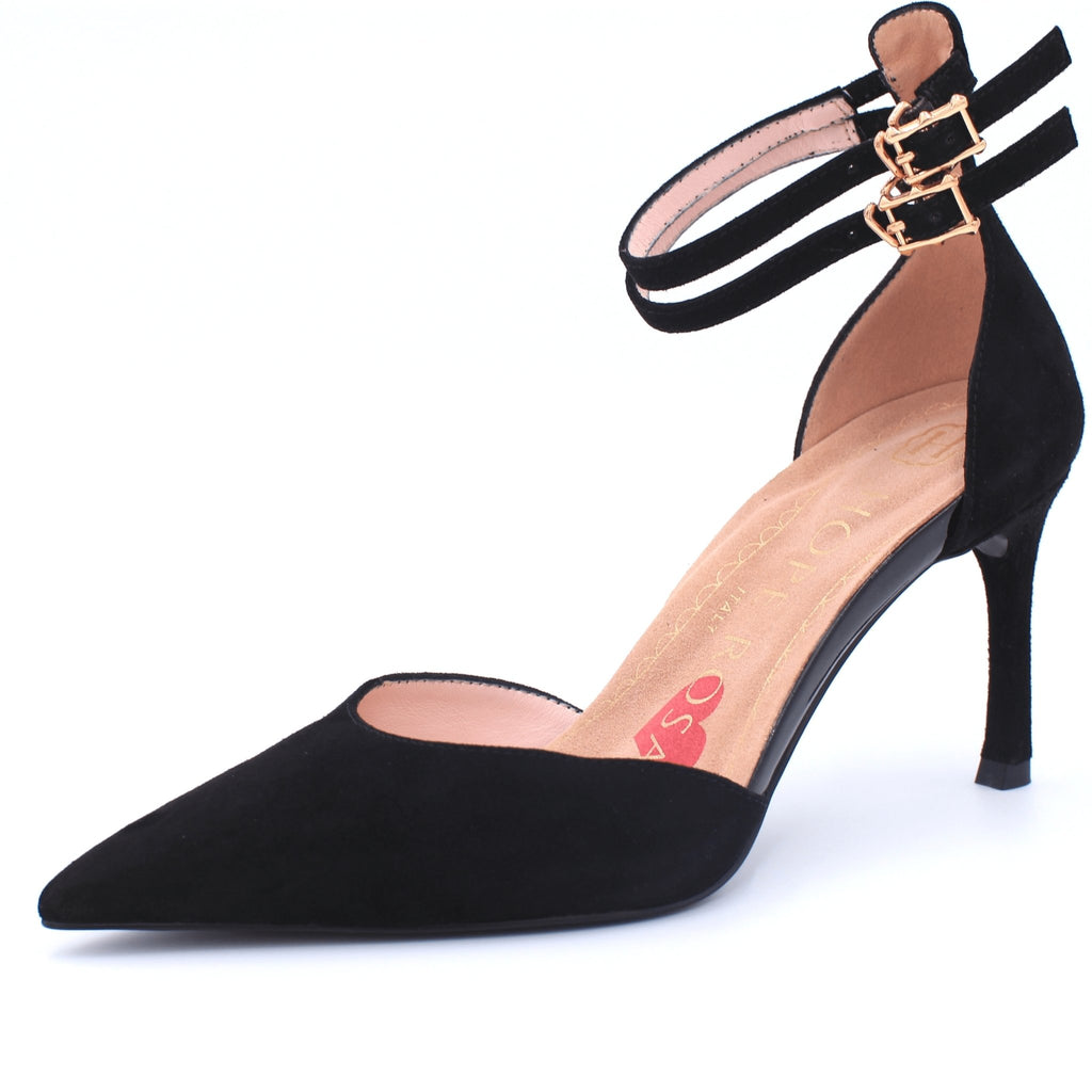 Bond Girl Black Suede Leather Pump Pumps- HOPE ROSA 35