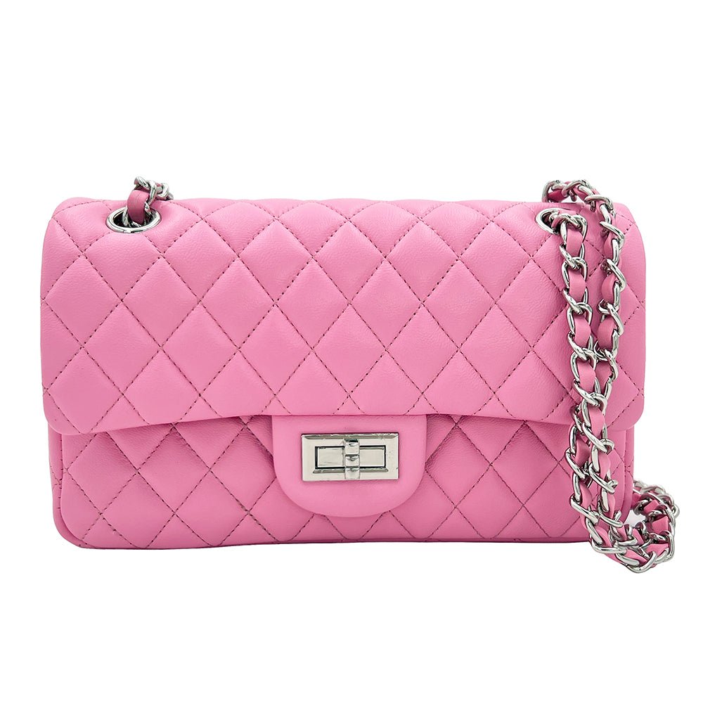 Crossly Barbie Pink Leather Medium Shoulder Bag Bags- HOPE ROZA