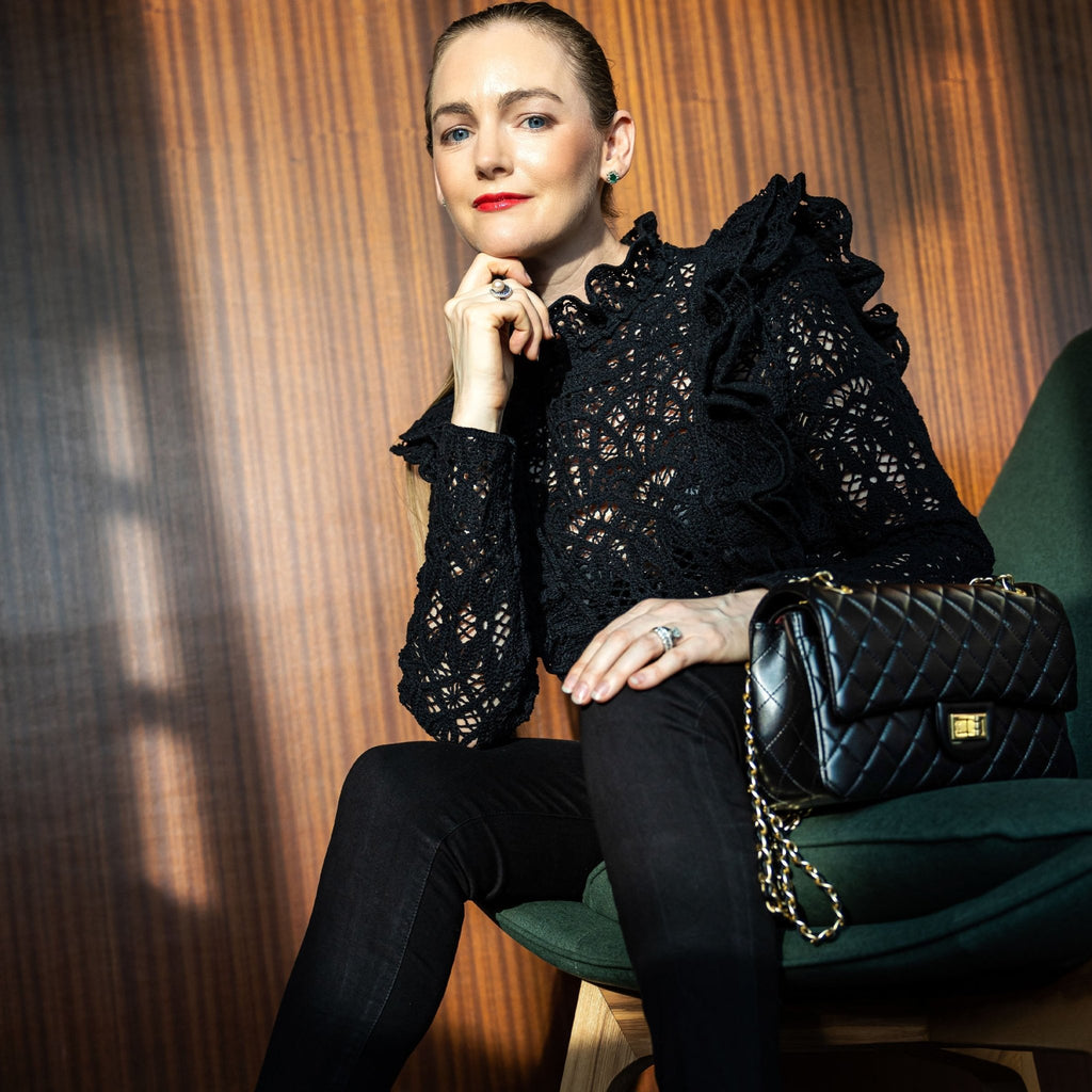 Crossly Black Leather Medium Shoulder Bag Bags- HOPE ROZA