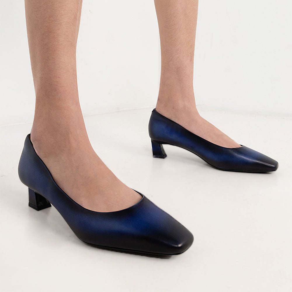 Dorisay Blue Square Toe Pump Pumps- HOPE ROZA 35
