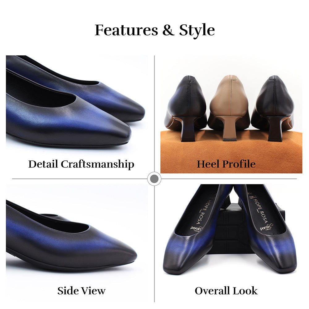 Dorisay Blue Square Toe Pump Pumps- HOPE ROZA 35
