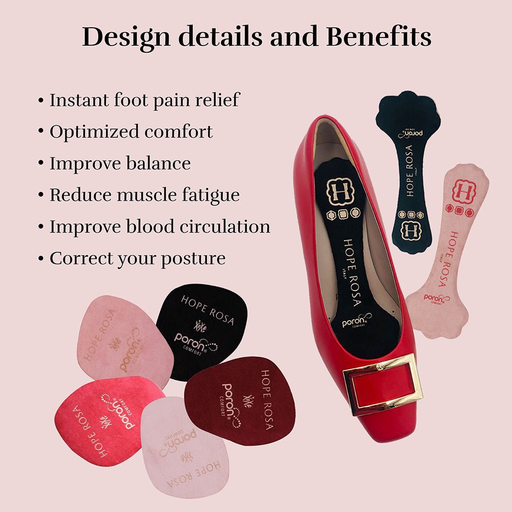 Hope Rosa Women's All-Day Comfort Insoles Bundle -1: One Full Length and 3/4th Insole with 8 Flower-Shaped Cushion Ball of Foot Insoles Insoles- HOPE ROSA