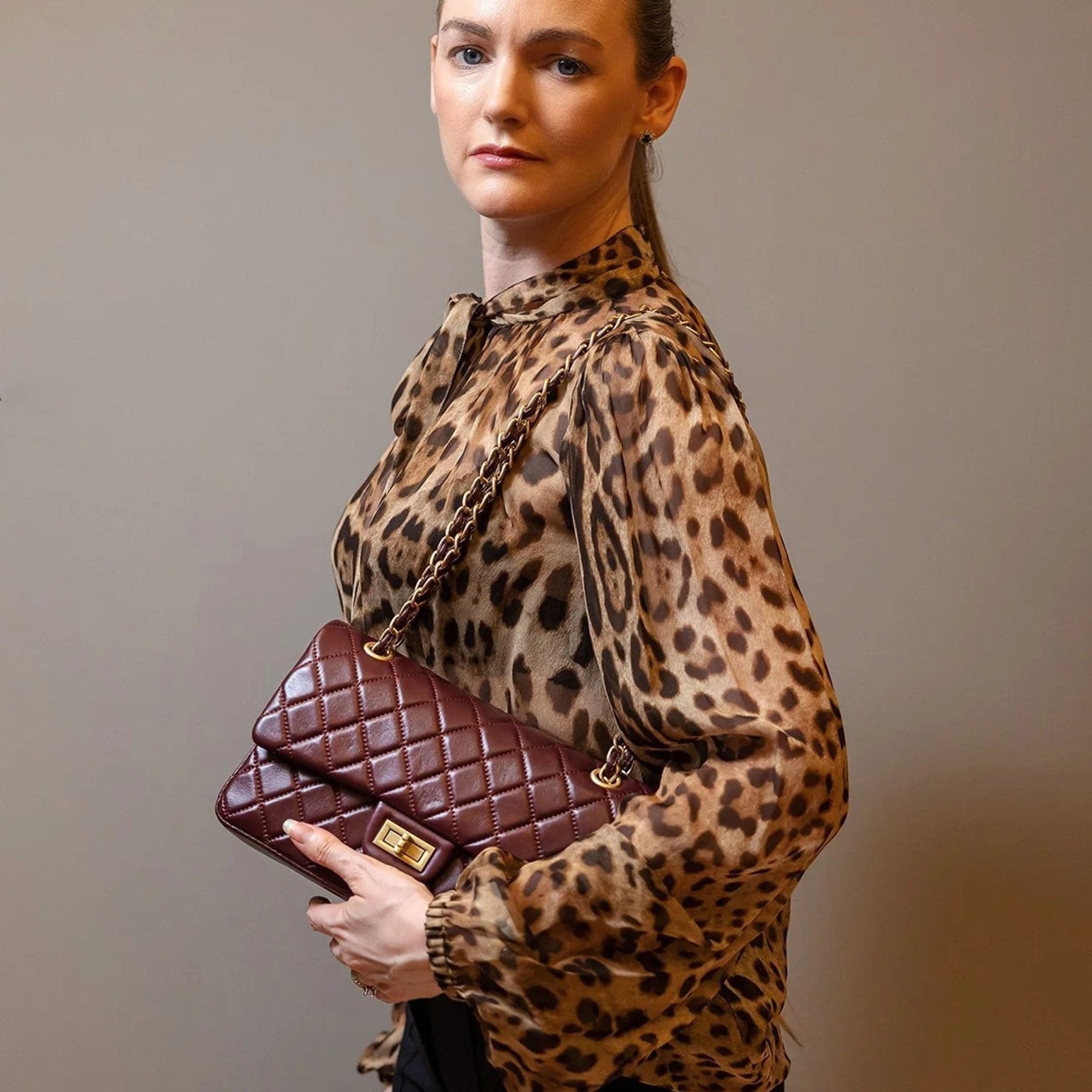 Crossly Burgundy Leather Medium Shoulder Bag