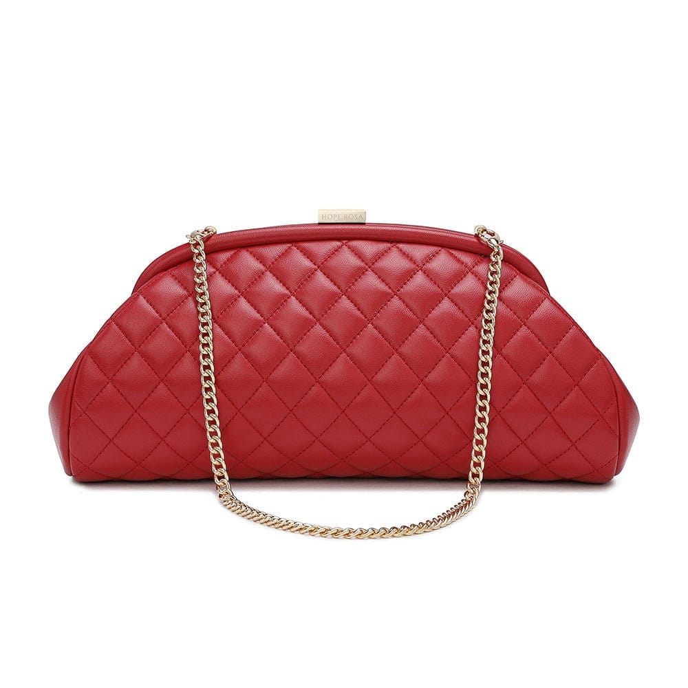 HOPE ROZA Lovers Clutch Italian Red Quilted Leather Clutch