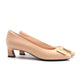 Dixie Nude Gold Buckle Square Toe Pump