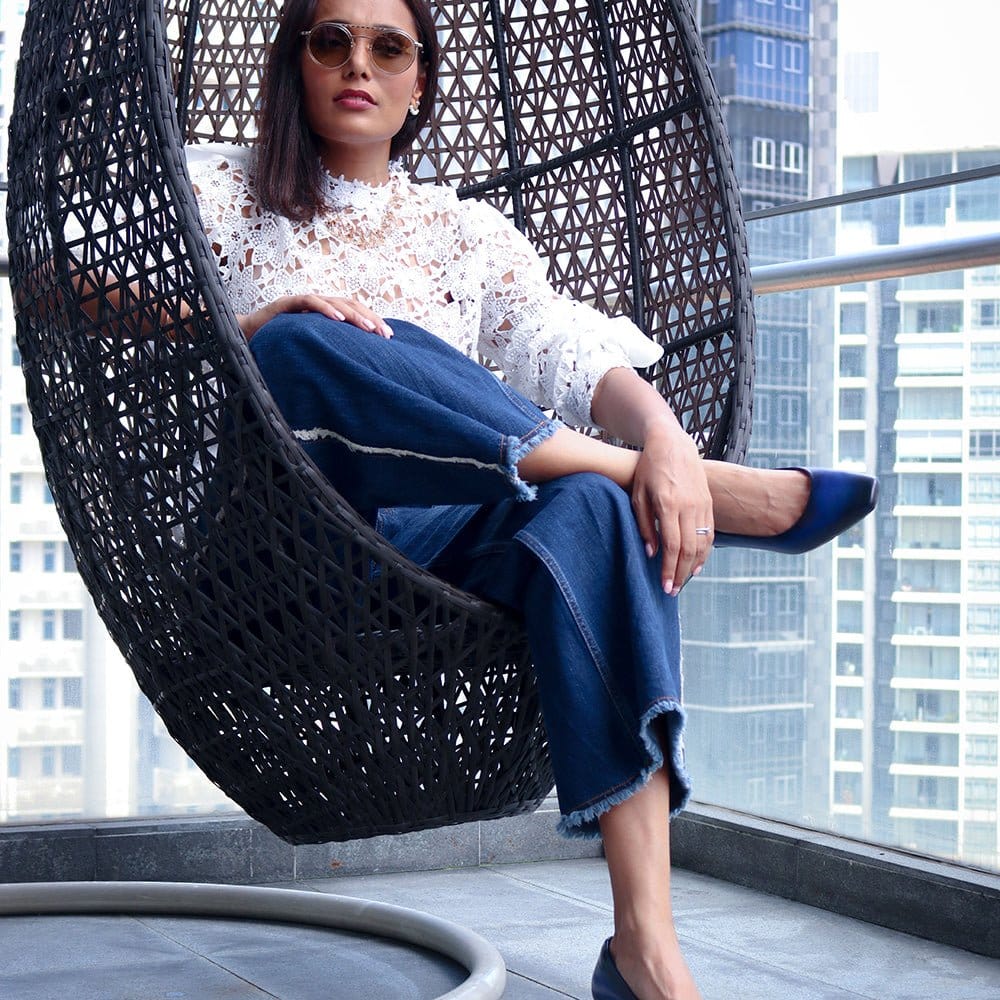 HOPE ROZA Pumps Dorisay Blue Square Toe Pump