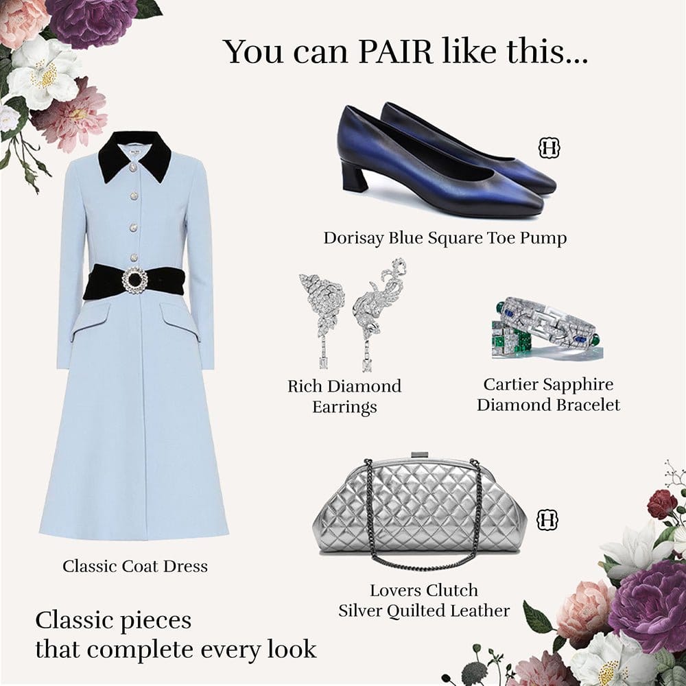 HOPE ROZA Pumps Dorisay Blue Square Toe Pump