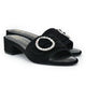 Goddess Black Suede Crystal Buckle Slide Sandal