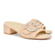 Goddess Nude Leather Sandals Crystal Buckle