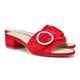 Goddess Red Suede Crystal Buckle Slide Sandal